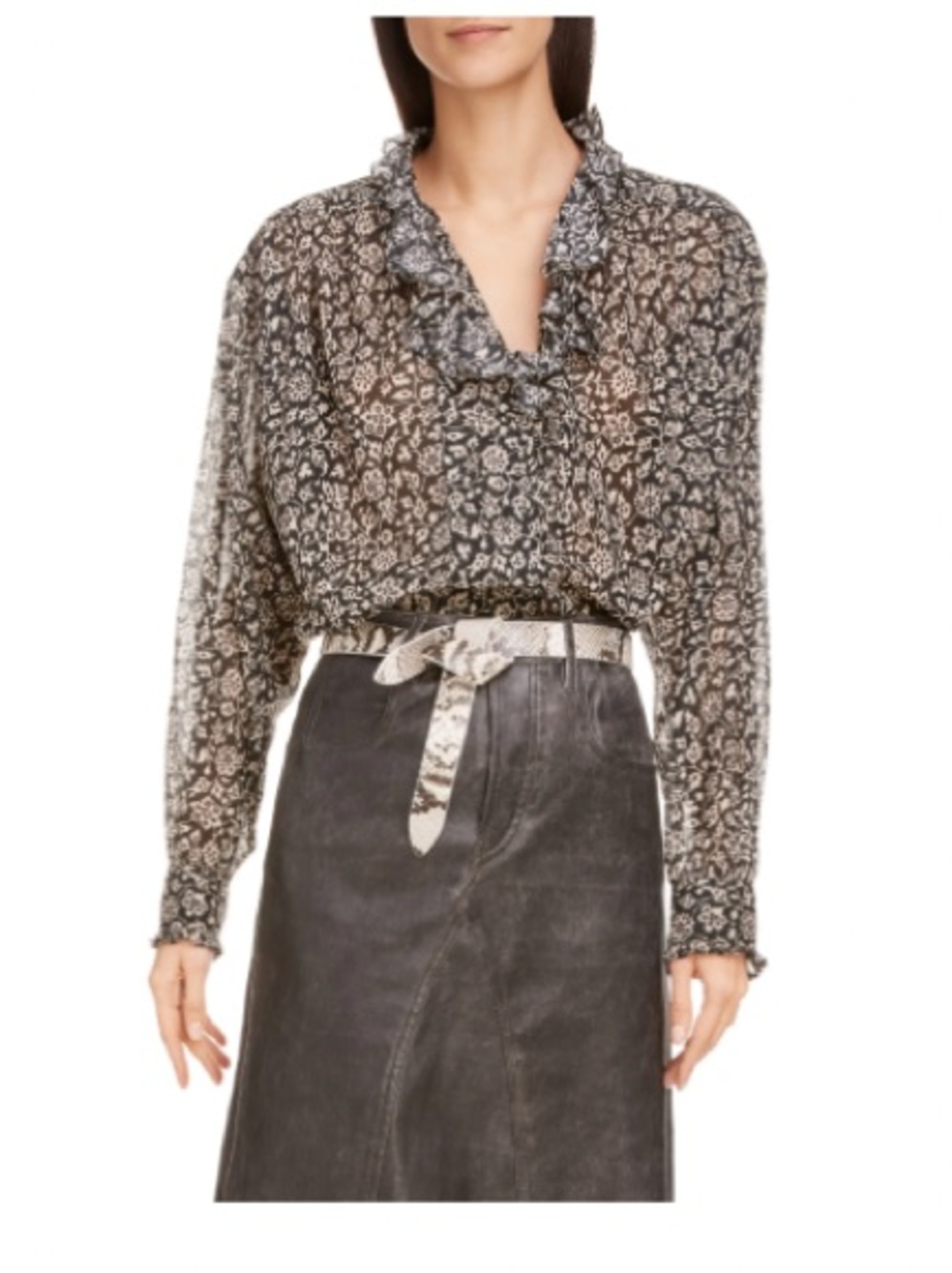 Étoile Isabel Marant Pamias Floral Ruffle Cotton Blouse